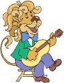 Gif animé lion guitare